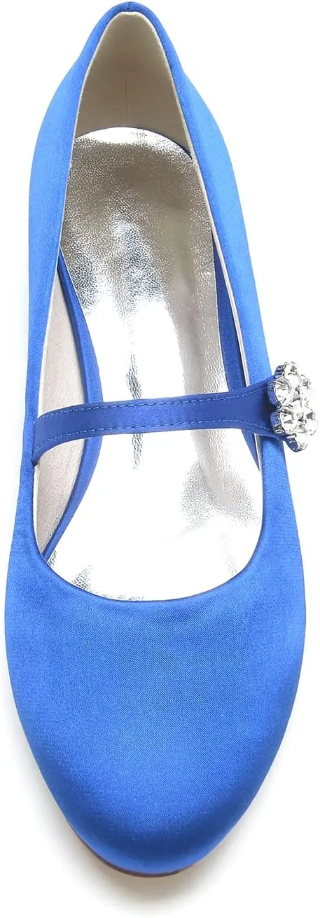 Wedding Shoes Women Round Toe Satin Flats Bridal Prom Evening Party Dress Flats 2.5Cm