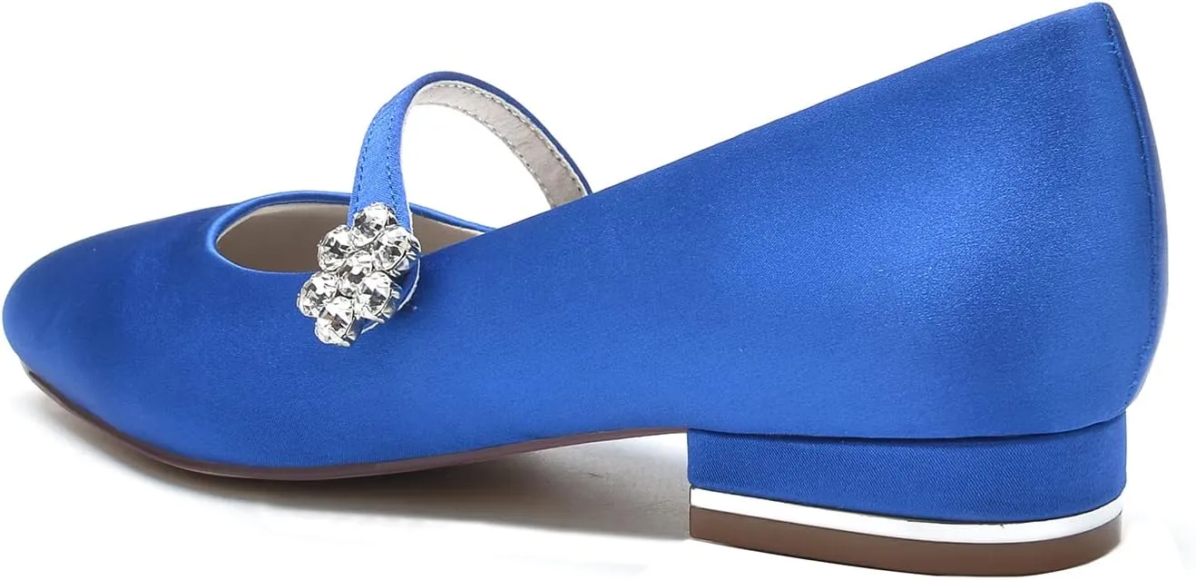 Wedding Shoes Women Round Toe Satin Flats Bridal Prom Evening Party Dress Flats 2.5Cm