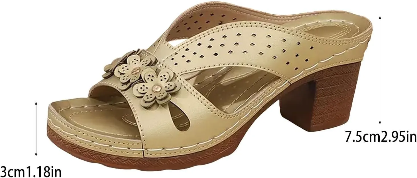 Wedge Sandals for Women Summer Women's Orthopedic Dressy Chunky Heel Sandal Comfortable Dressy Slip-On Open Toe Walking Shoes Casual Slip On Summer Shoes
