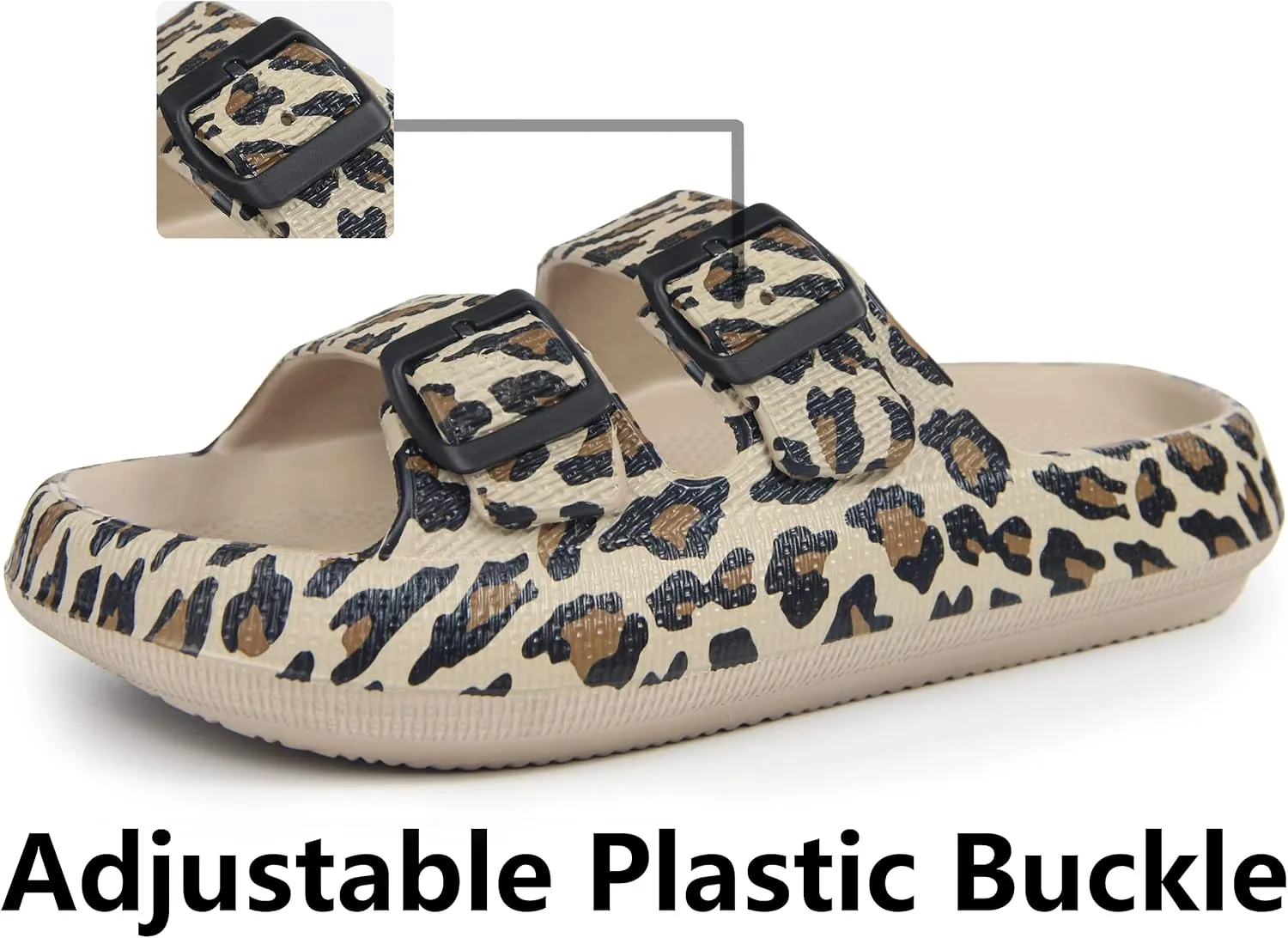 Weweya Sandals for Women and Men - Pillow Slippers - Double Buckle Adjustable Slides - EVA Flat Sandals