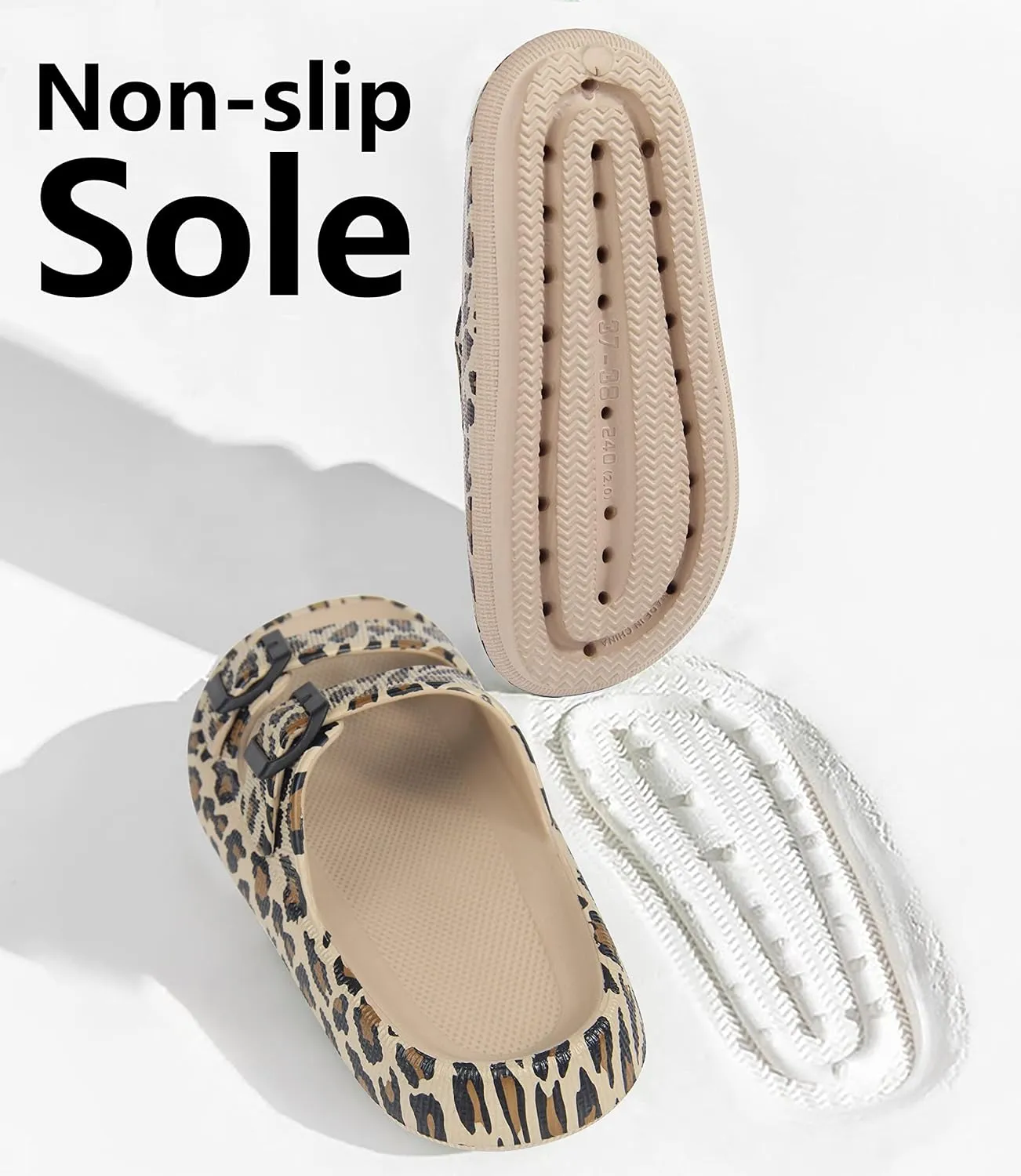 Weweya Sandals for Women and Men - Pillow Slippers - Double Buckle Adjustable Slides - EVA Flat Sandals