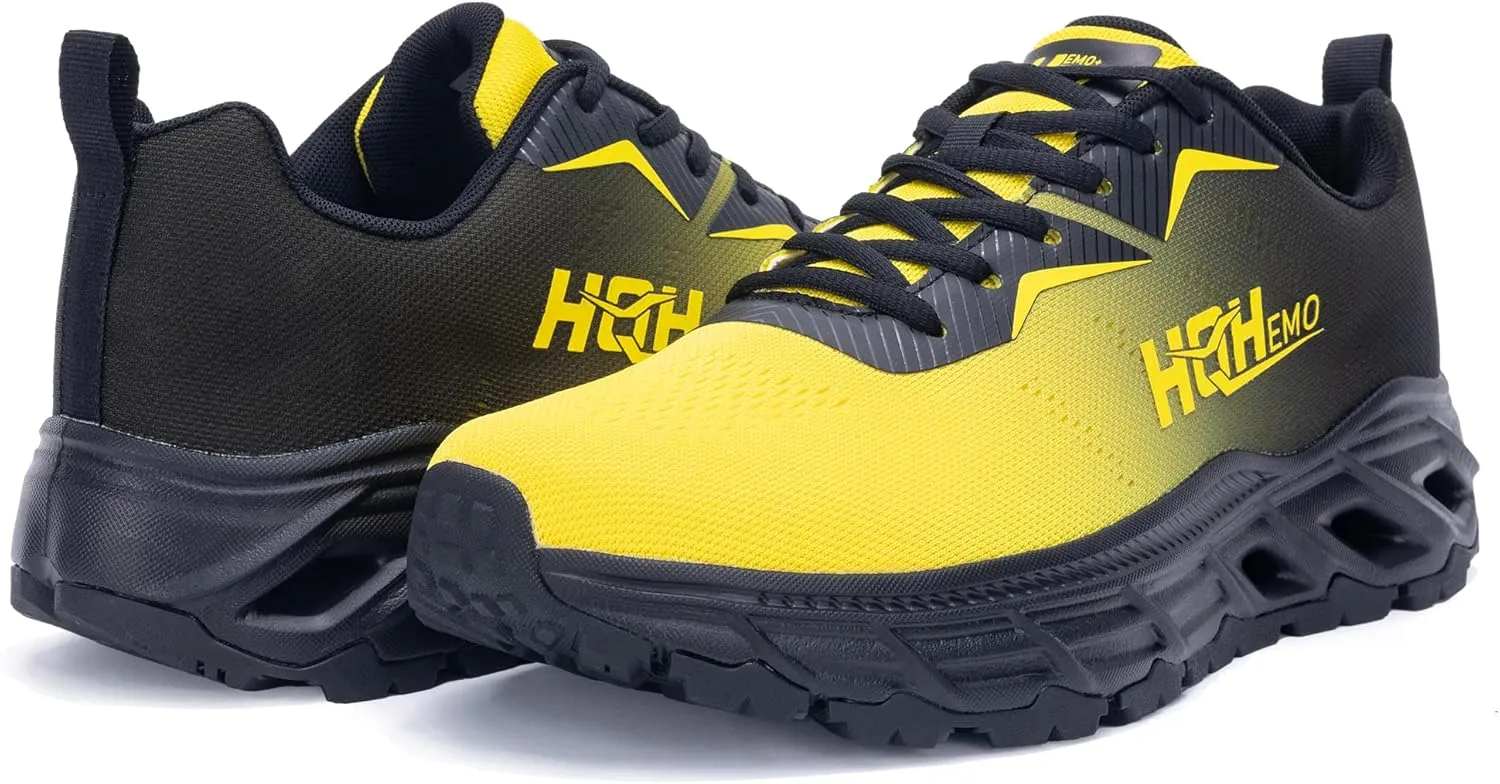 Wide Trail Running Shoes for Mens - FALKON 1.0 Waterproof Hiking Sneakers Wide Width for Outdoor with Jet-Holes Sole