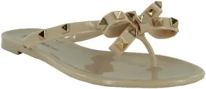 Wild Diva Womens Thong Flip Flop Designer Studded Jelly Flat Sandal