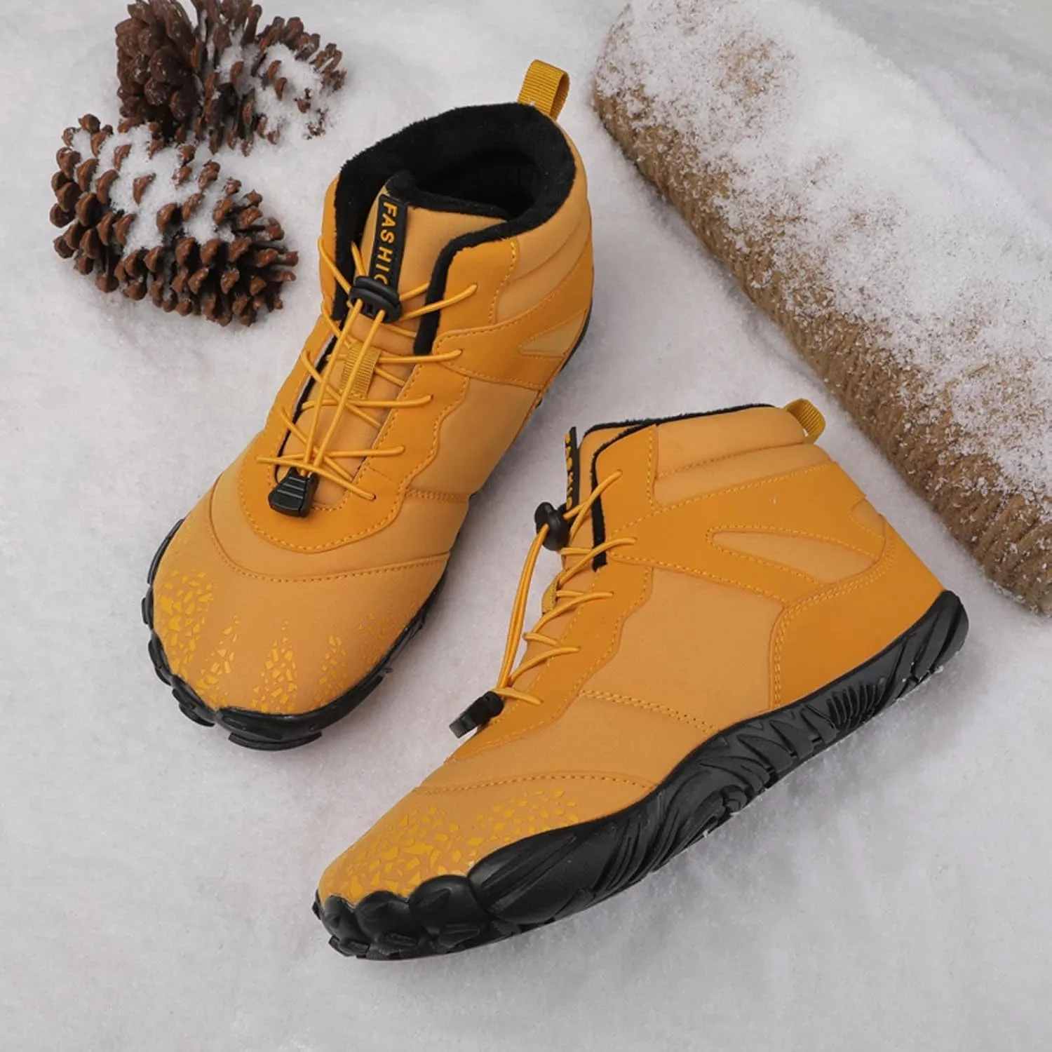 Winter Barefoot Shoes Mens Wide Toe Box Trail Runner Womens Minimalist Zero Drop Sole Walking Shoes Casual Hiking Cotton Boots Sneakers