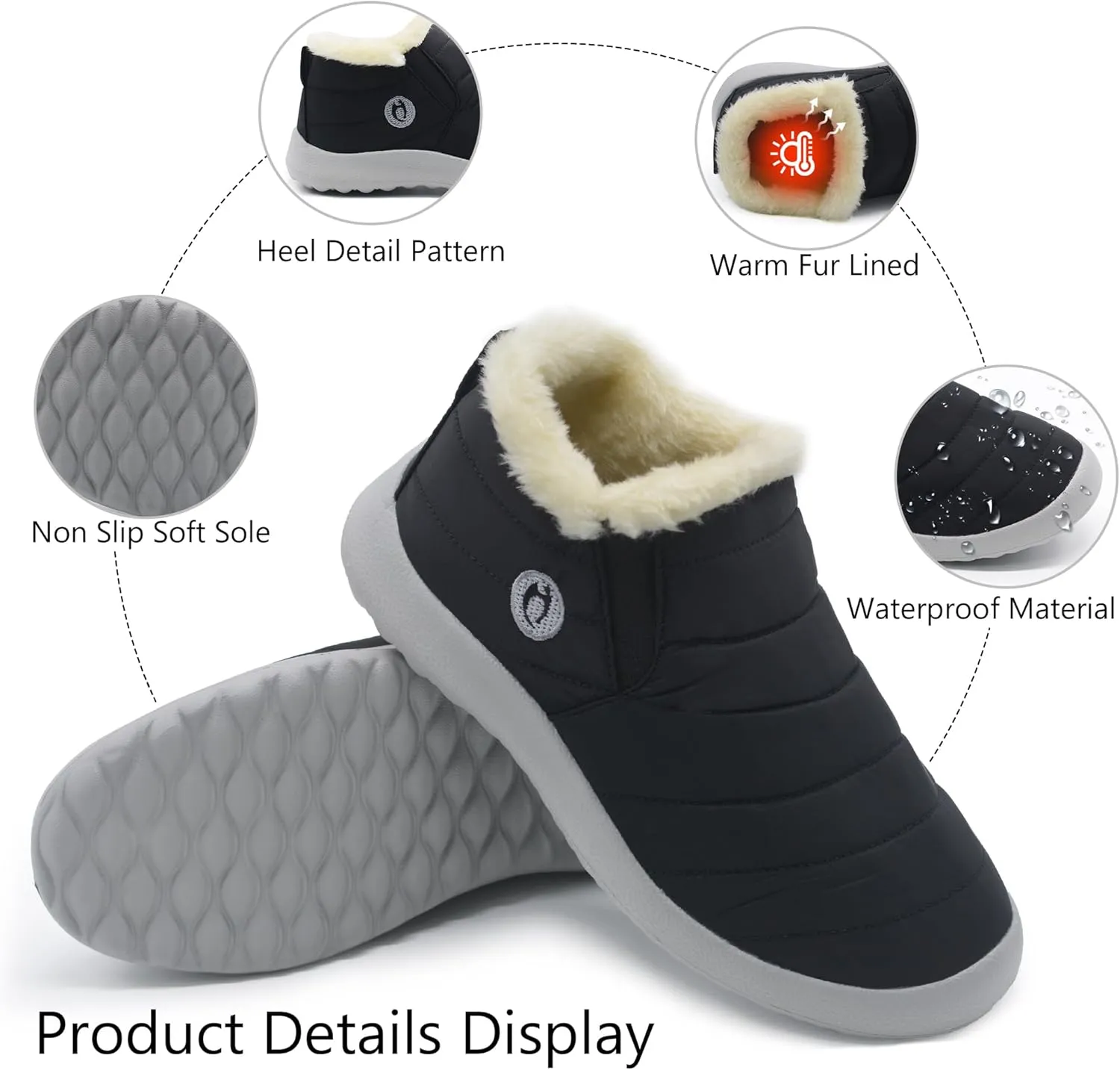Winter Boots for Women Lightweight Comfortable Plush Waterproof Stylish Solid Color Ladies Ankle Shoes