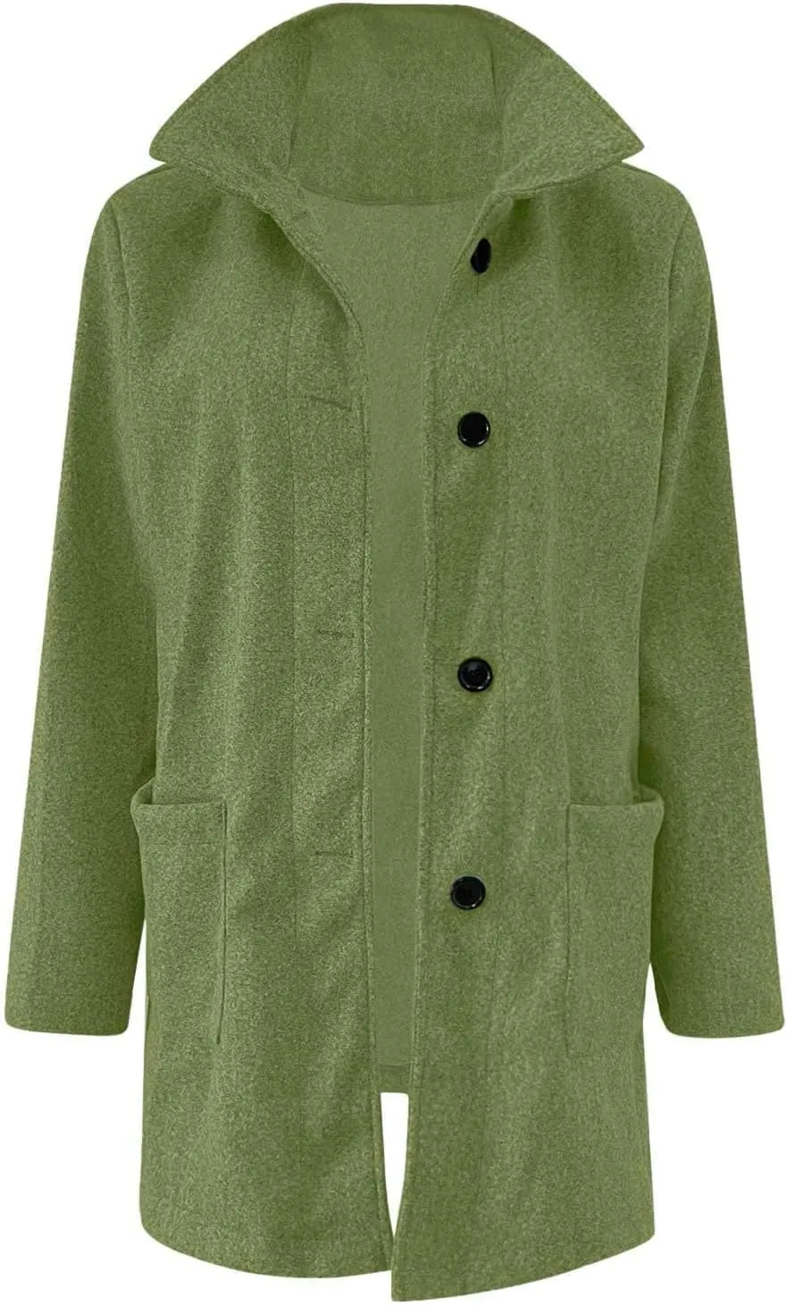 Winter Long Pea Coats for Women Wool Blend Stand Collar Single Breasted Blazer Jacket 2025 Casual Peacoat Overcoat