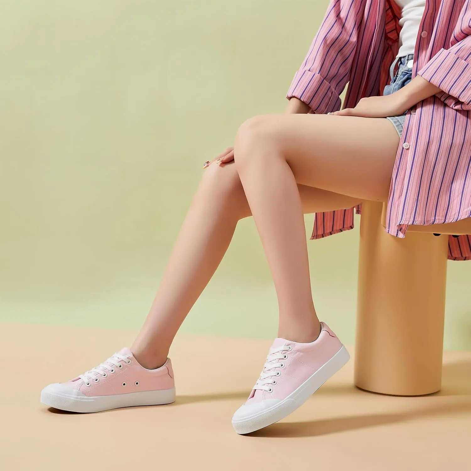 Witwatia White Tennis Shoes Low Top Canvas Sneakers Fashion Casual Walking Shoes for Women