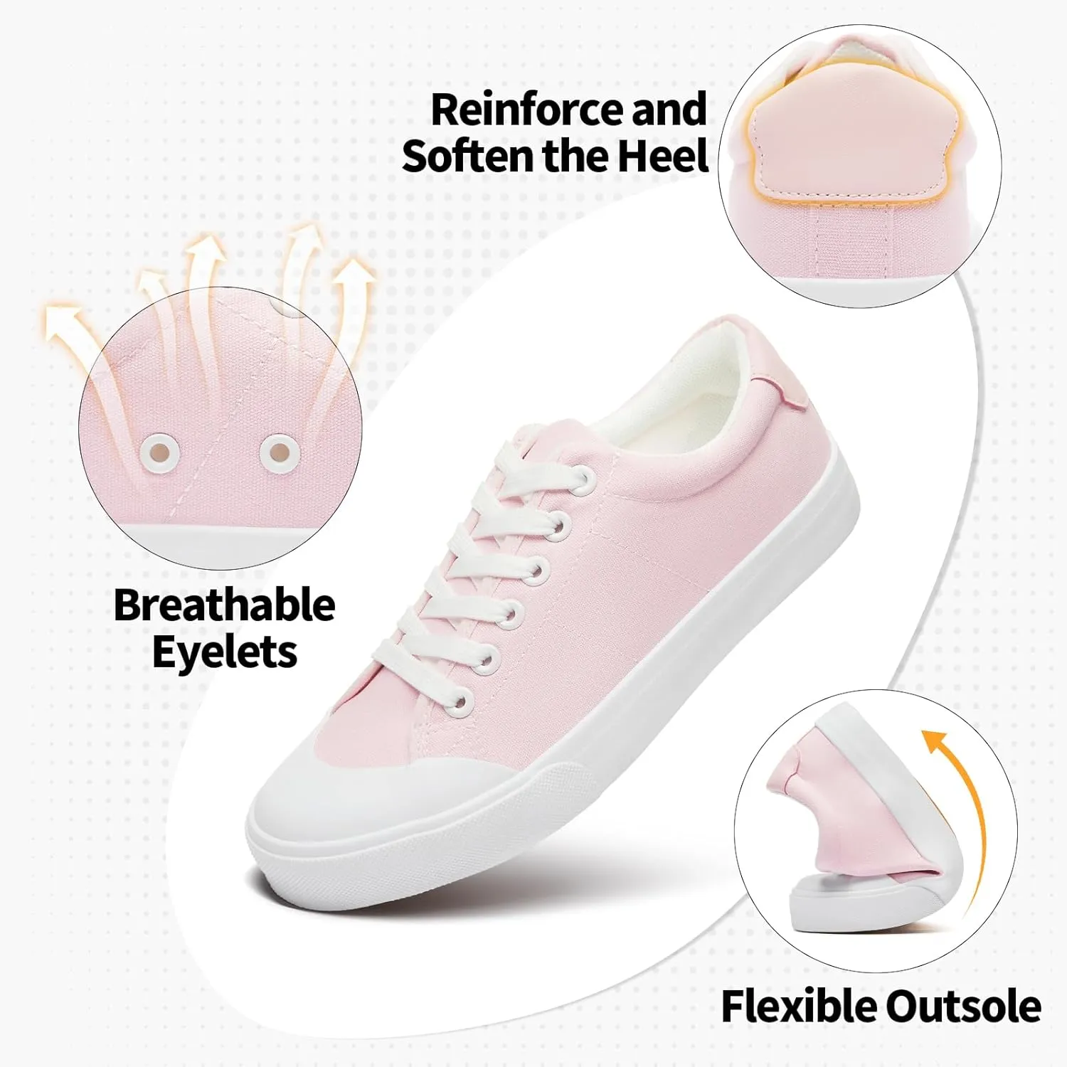 Witwatia White Tennis Shoes Low Top Canvas Sneakers Fashion Casual Walking Shoes for Women