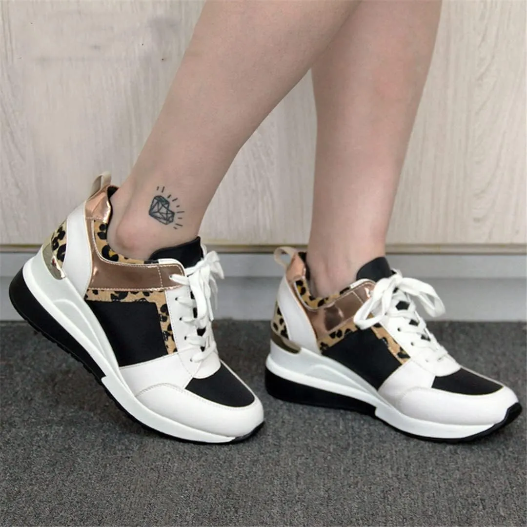 Woman Wedge Casual Leopard Luxury Comfortable Platform Sneakers