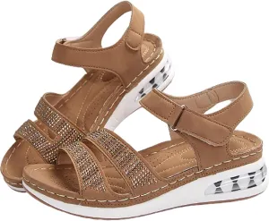 Women Arch Support Walking Sandals Comfortable Orthotic for Orthopedic Shoes Summer Wedges Casual Platform with Adjustable Hook Loop Platform: Ankle Strap Open Toe Dressy Wedge Sandal