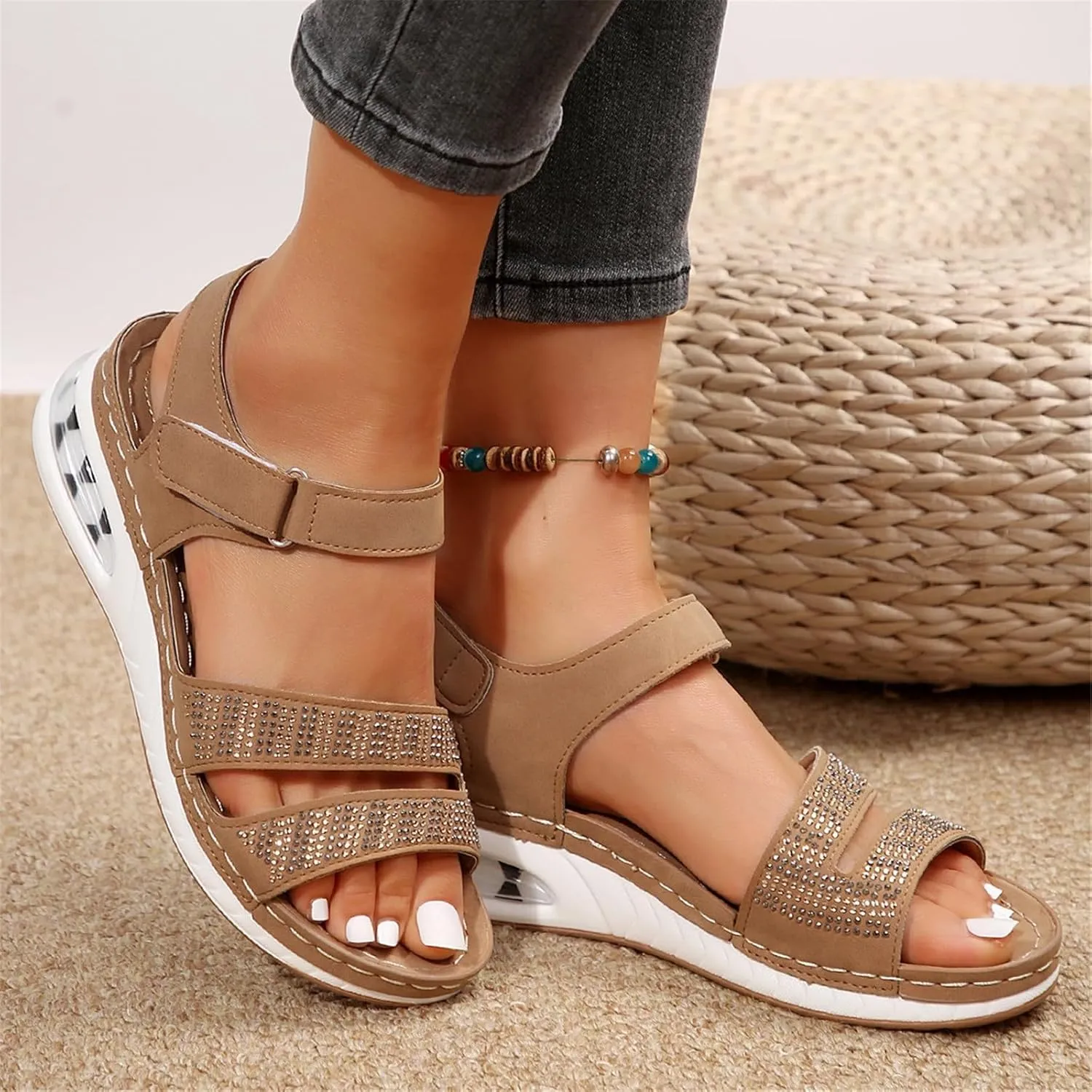 Women Arch Support Walking Sandals Comfortable Orthotic for Orthopedic Shoes Summer Wedges Casual Platform with Adjustable Hook Loop Platform: Ankle Strap Open Toe Dressy Wedge Sandal