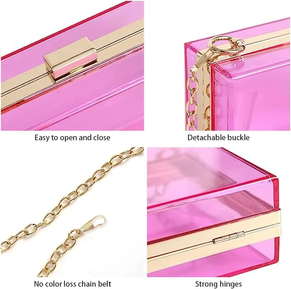 Women Clear Purse, Acrylic Evening Clutch Bag, Women Clear Purse Bag,Transparent Crossbody Shoulder Handle Handbag