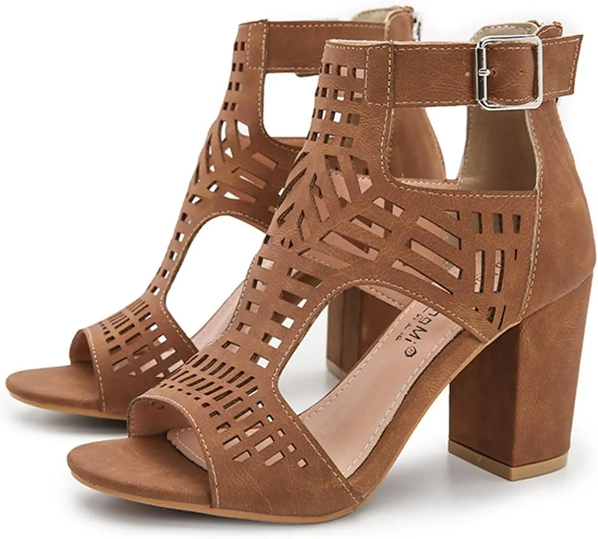 Women Open Toe Sandal Dressy Summer Chunky Block High Heel Shoes Hollow Out Heeled Ankle Straps Dress Pumps Shoes 2025