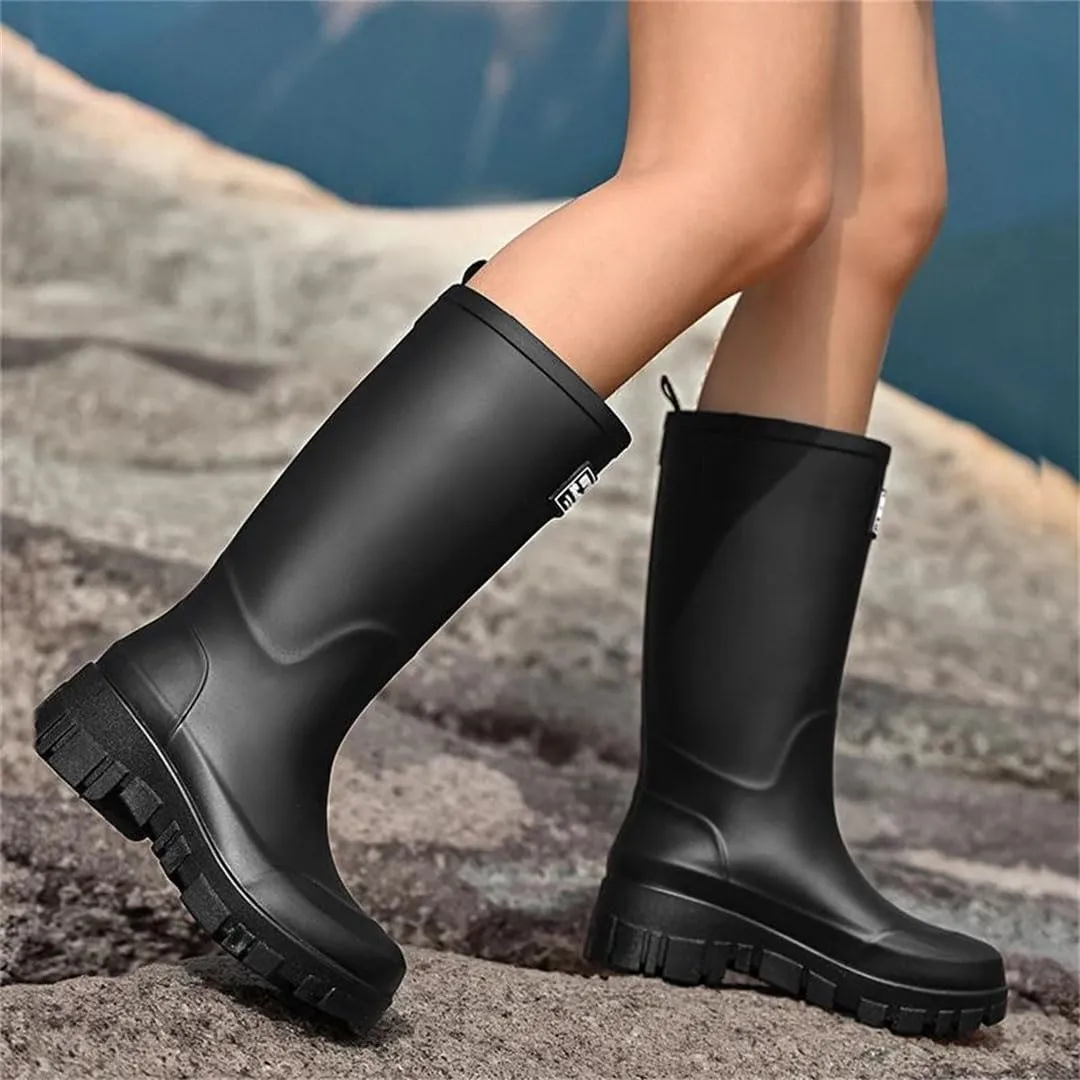 Women Rain Boots For Thick Soles Korean Non-Slip Wear-Resistant Outdoor Rubber Shoes
