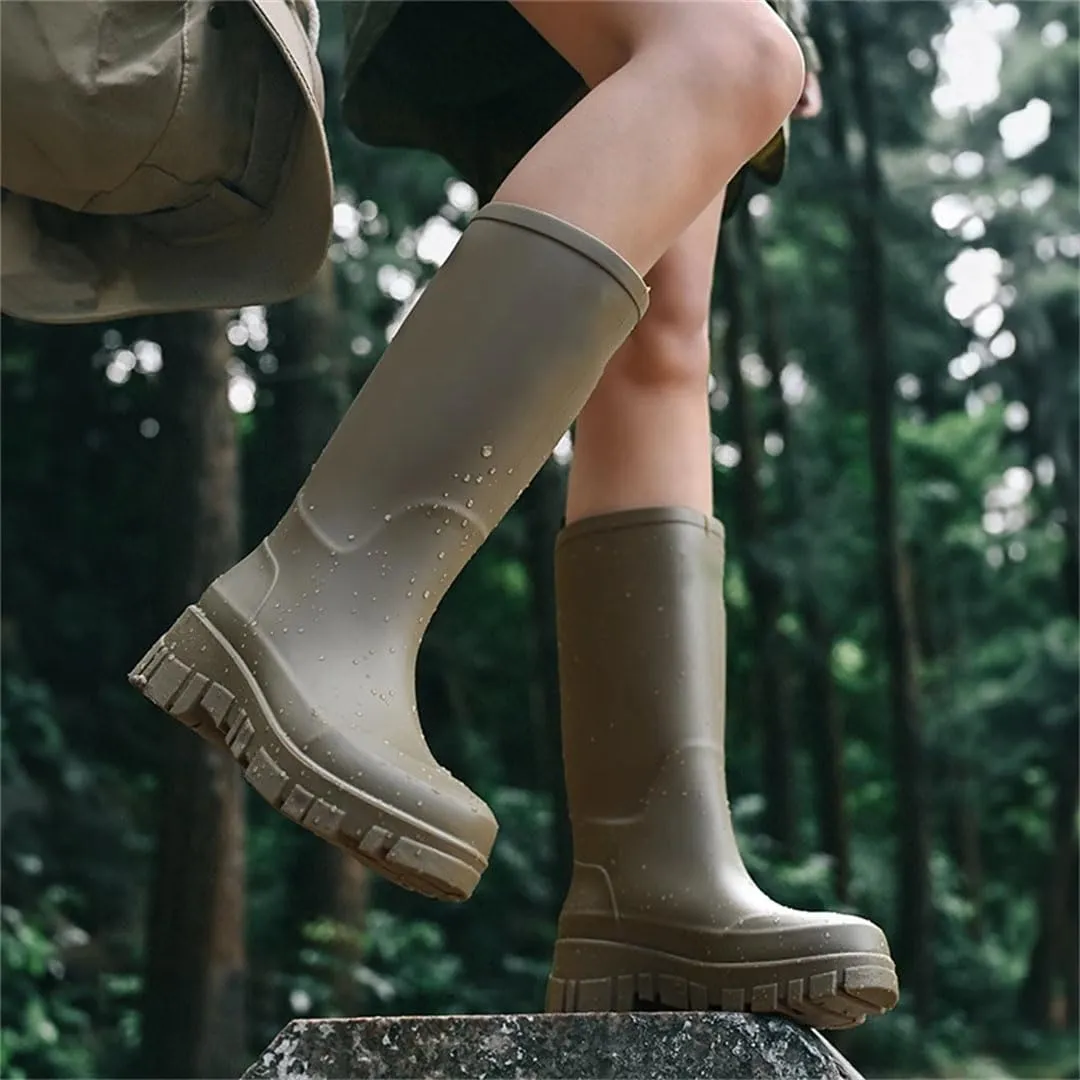 Women Rain Boots For Thick Soles Korean Non-Slip Wear-Resistant Outdoor Rubber Shoes