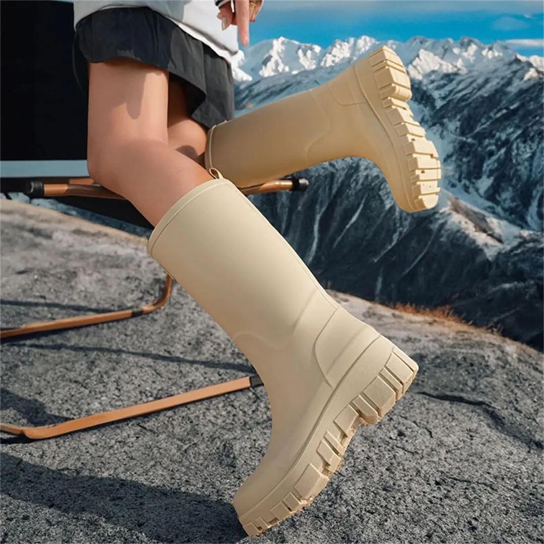 Women Rain Boots For Thick Soles Korean Non-Slip Wear-Resistant Outdoor Rubber Shoes