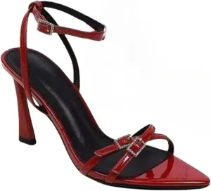 Women Sandal Stiletto Heels Ankle Strap Buckle Open Toe Leather Heeled Sandals For Party Night Wedding Work Dressy Formal