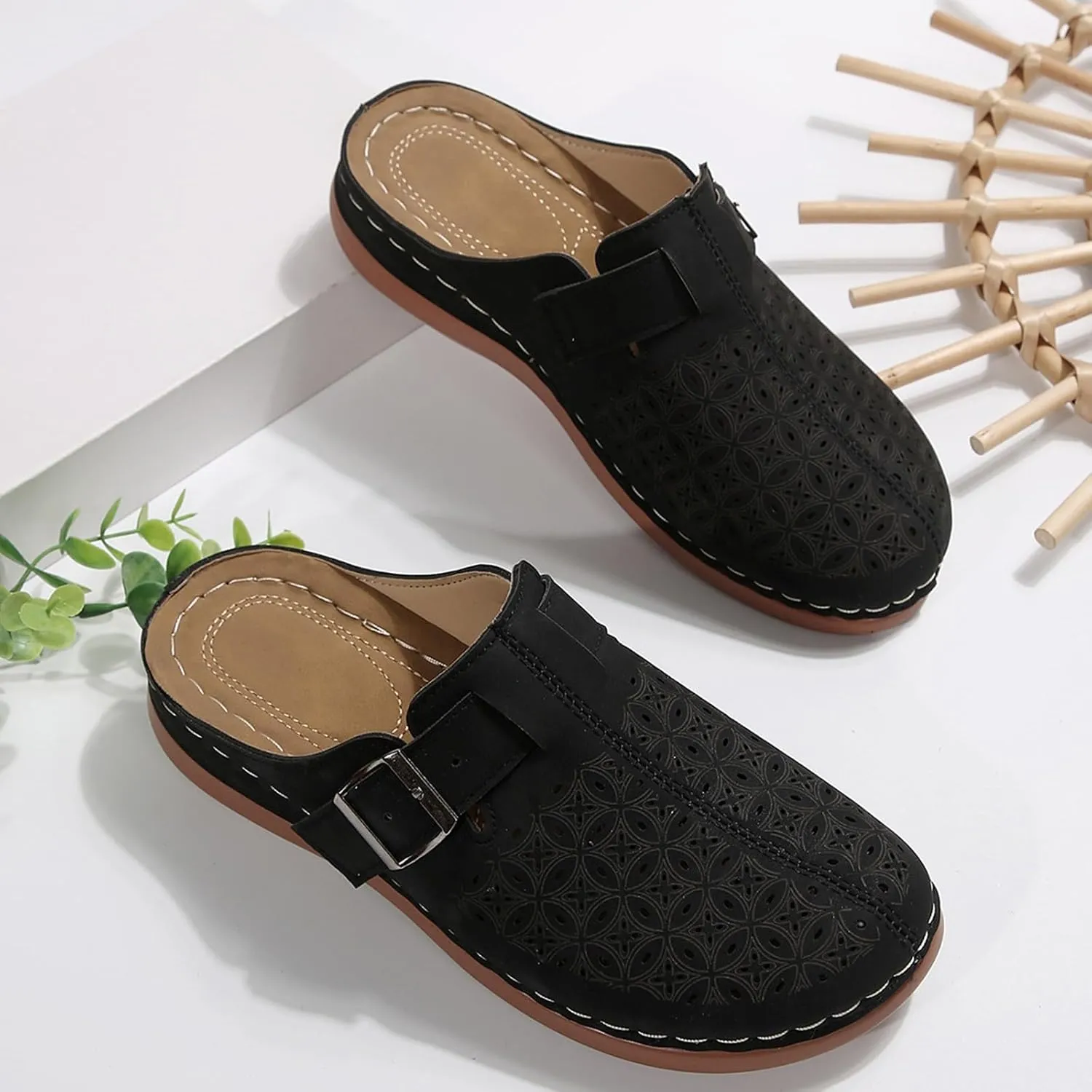 Women Wedge Sandals with Arch Support Close Toe Clogs Summer Dressy Slip On Orthopedic Sandals Comfortable Slingback Mules