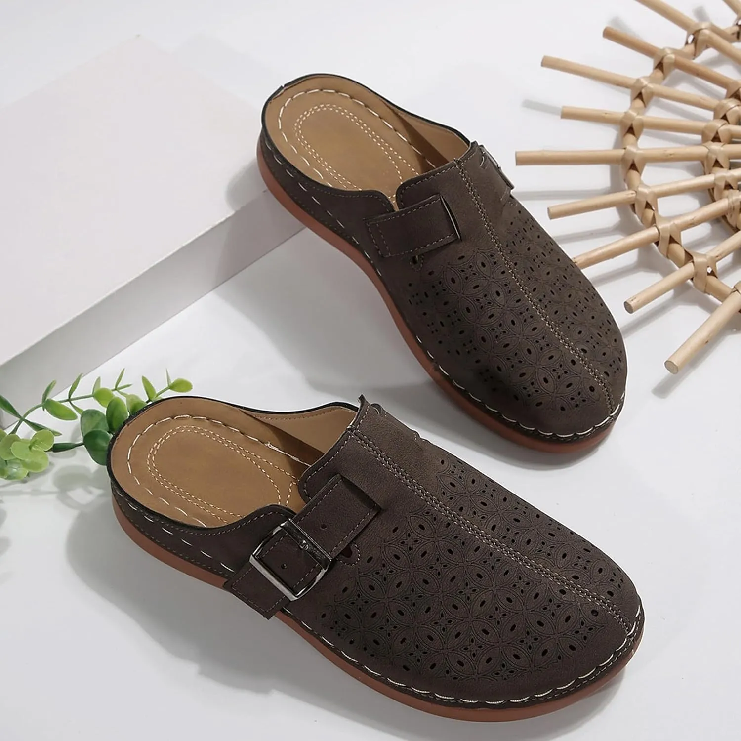 Women Wedge Sandals with Arch Support Close Toe Clogs Summer Dressy Slip On Orthopedic Sandals Comfortable Slingback Mules