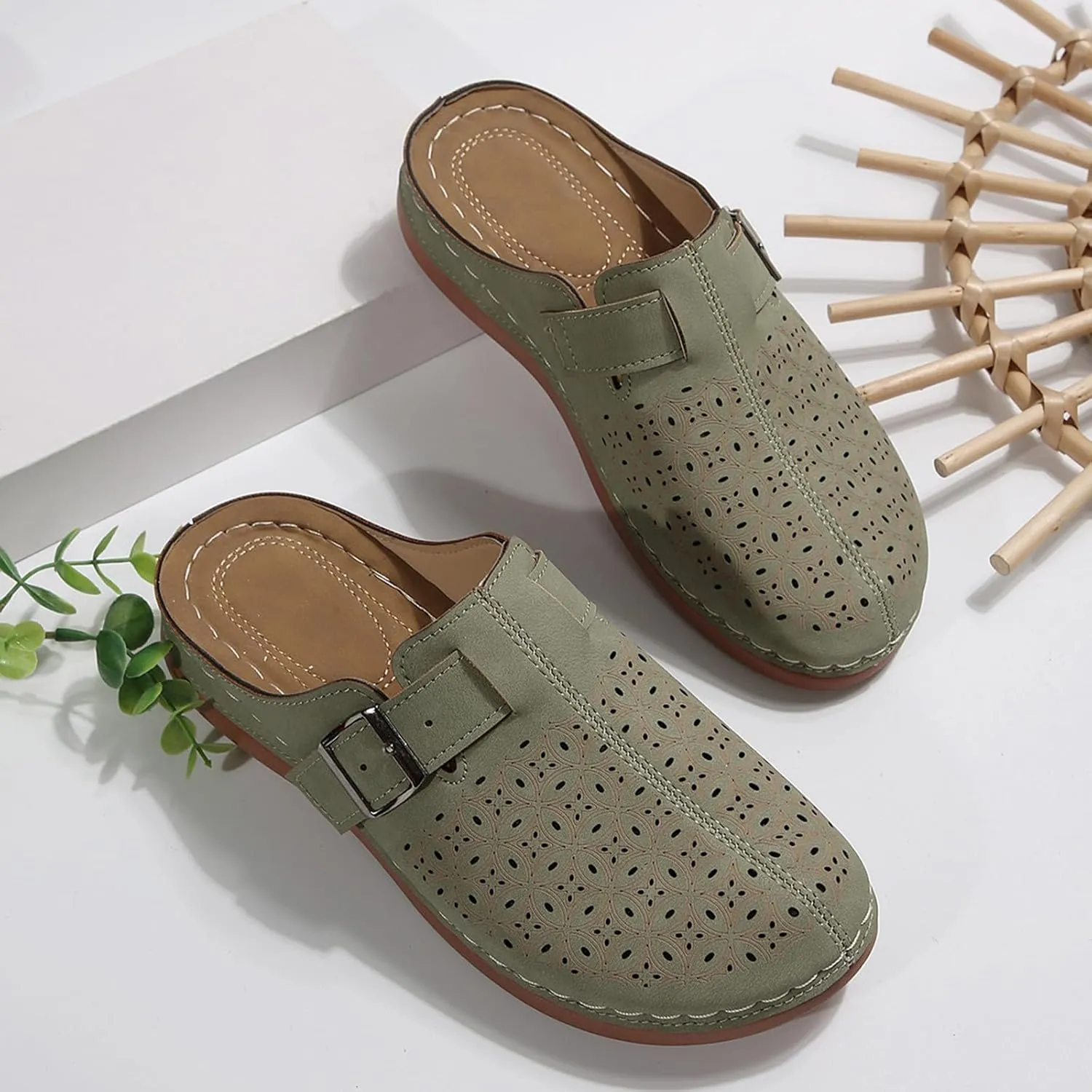 Women Wedge Sandals with Arch Support Close Toe Clogs Summer Dressy Slip On Orthopedic Sandals Comfortable Slingback Mules