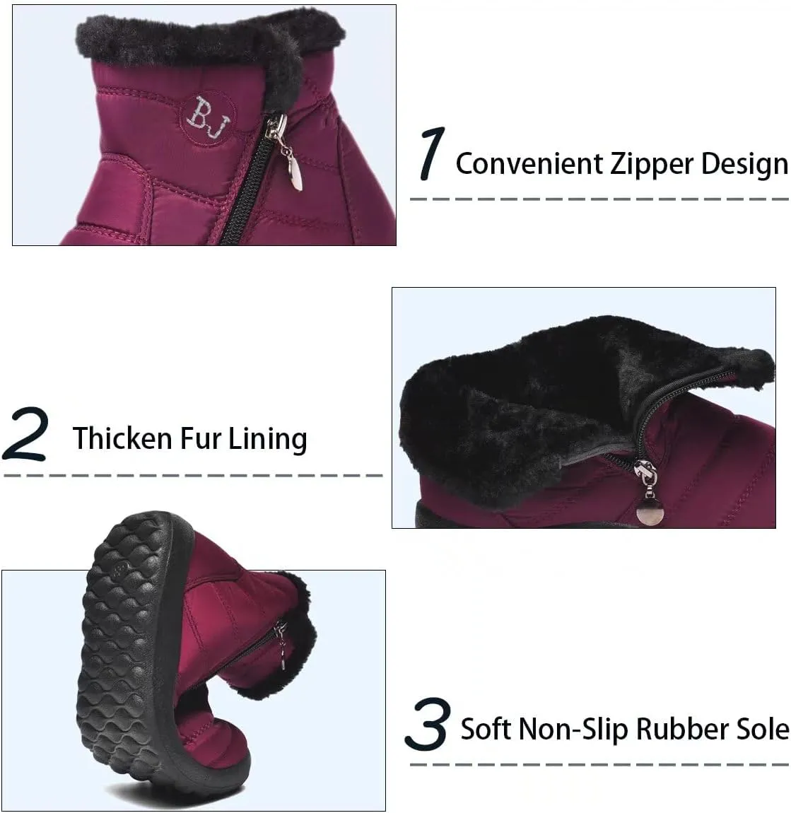 Women Winter Snow Boots Warm Ankle Boots Anti-Slip Waterproof Winter Shoes Slip On Booties Sneakers