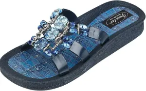 Women's 25550d Denim Slide Jeweled Waterproof Molded Sole Summer Sandals
