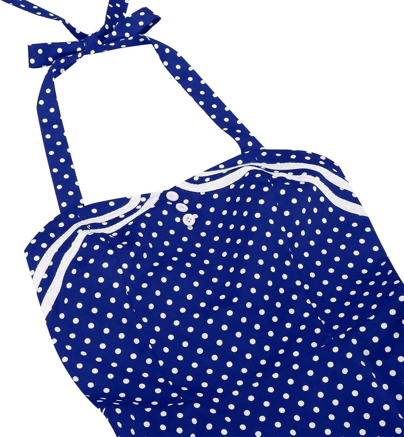 Womens 50s Vintage Polka Dot Halter Cocktail Swing Dress Button 1950s Rockabilly Tea Party Dresses Prom Ball Gown