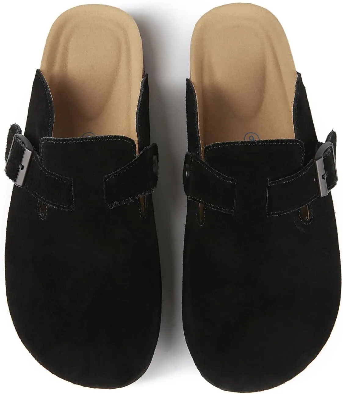 Women's and Men's Cork Suede Clogs and Mules,Soft Leather Sandal,House Slipper,Skin-Friendly Footbed,Adjustable Buckle,Arch Support