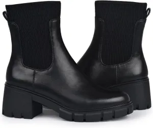 Womens Ankle Boots Lug Sole Comfortable Slip On Chelsea Booties Elastic Gore