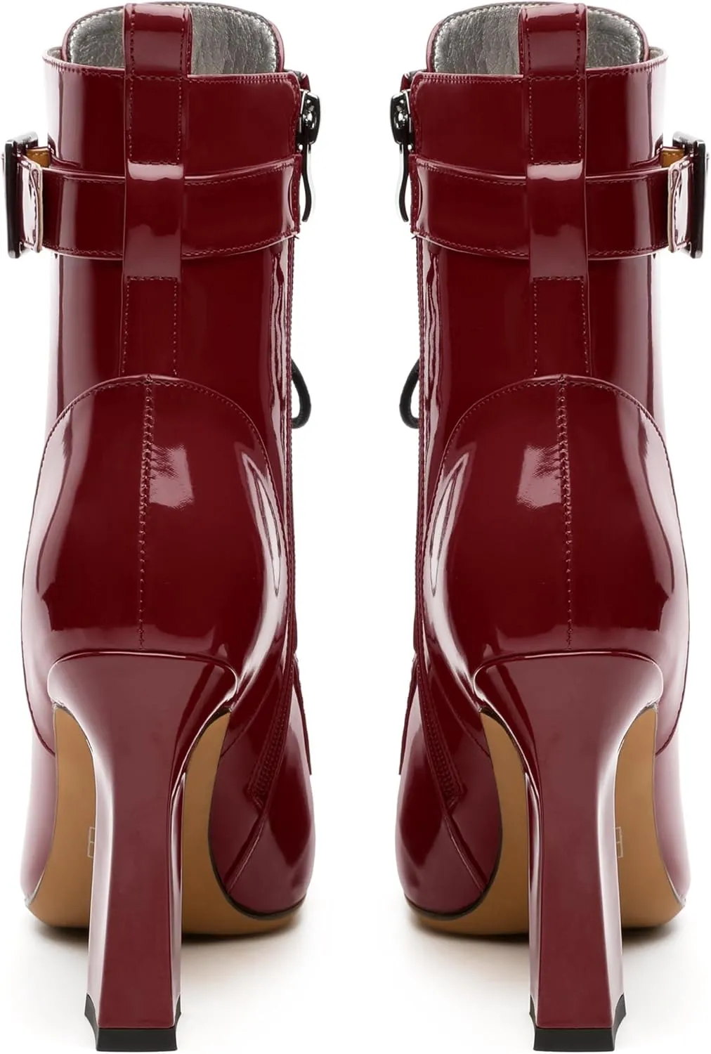Women's Ankle Boots, Pointed Toe Lace up High Heel Booties, Side Zipper Fashion Solid Short Boot for Women