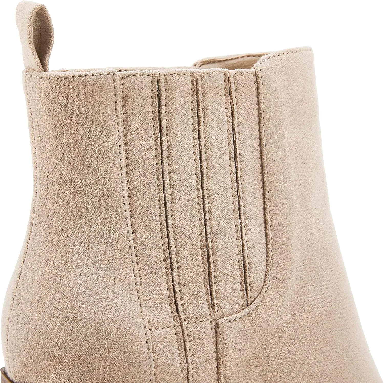 Womens Ankle Boots Slip on Pointed Toe Chunky Block Mid Heel Leather Elastic Panel Casual Chelsea Western Booties