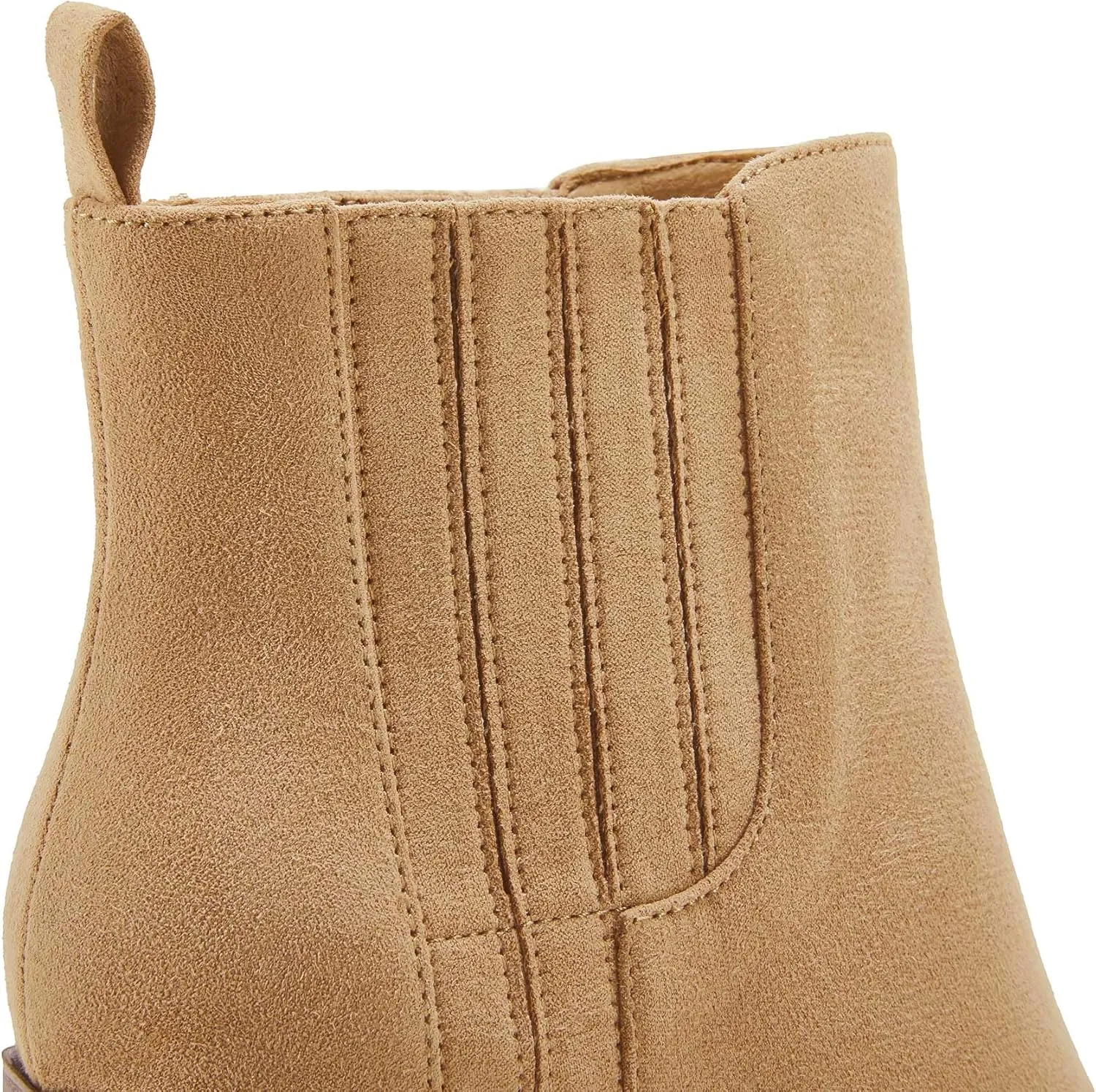 Womens Ankle Boots Slip on Pointed Toe Chunky Block Mid Heel Leather Elastic Panel Casual Chelsea Western Booties