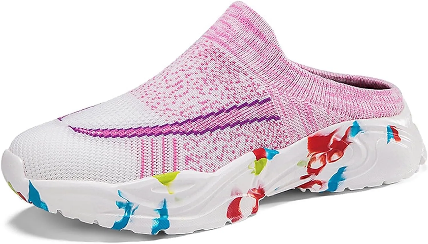 Womens Backless Sneakers Mesh Slip-on Mule Shoes Womens Running Shoes Wide Dress Casual Shoes Fashion Sneakers Waterproof Tennis Shoe Cross Trainer Shoe