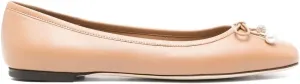Women's Ballet Flats Bowknot Ballerina Flats Round Toe Slip On Pearl Dressy Casual Flats for Wedding Working