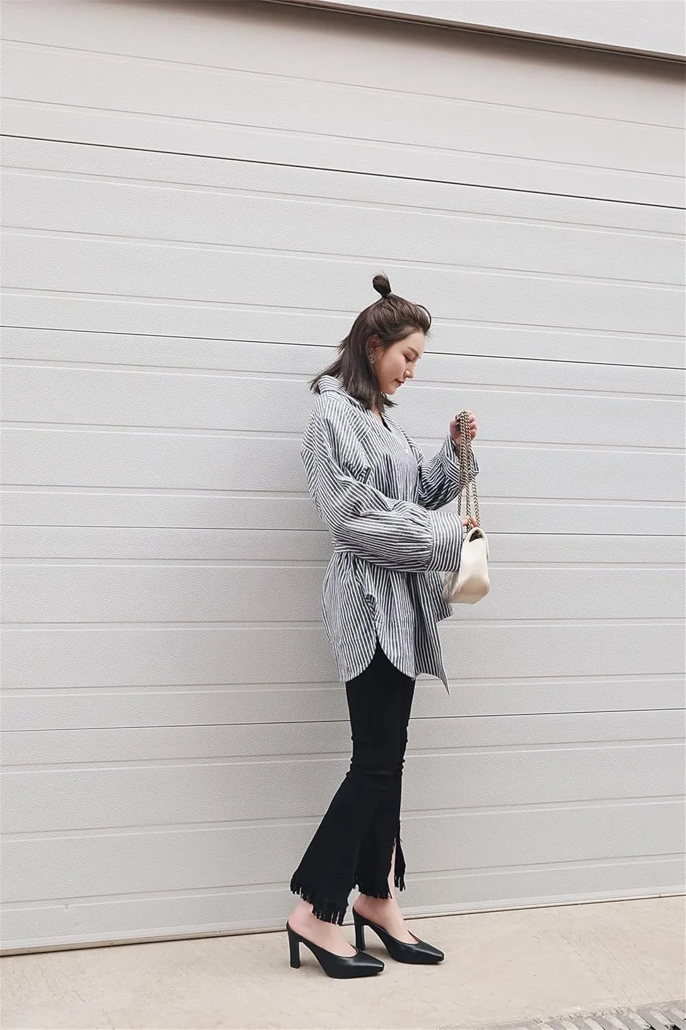 Women's Basic High Chunky Heel Mules for Women Pointed Toe Slip-On Backless Slide Sandals Pumps Work Casual Fashion Business Dress Party Office Comfortable Leather Shoes