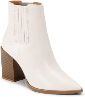 Womens Booties Pointed Toe Stacked Heel Fashion Chelsea Ankle Boots