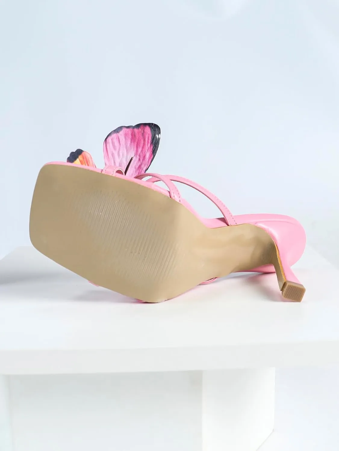 Women's Butterfly High Heel Sandals – Elegant Gradient Wing Detail Slim Heels for Parties & Dates (Sizes 6-10.5)