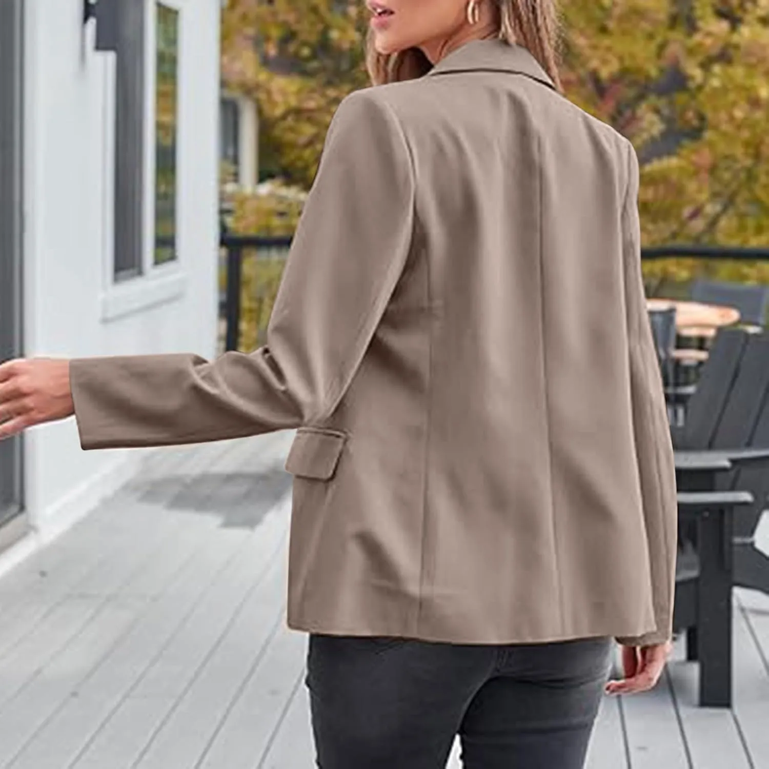 Womens Casual Dressy Blazers Jacket,Fashion Fall Bussiness Suit Clothe,Long Sleeve Solid Color Suit Without Pockets