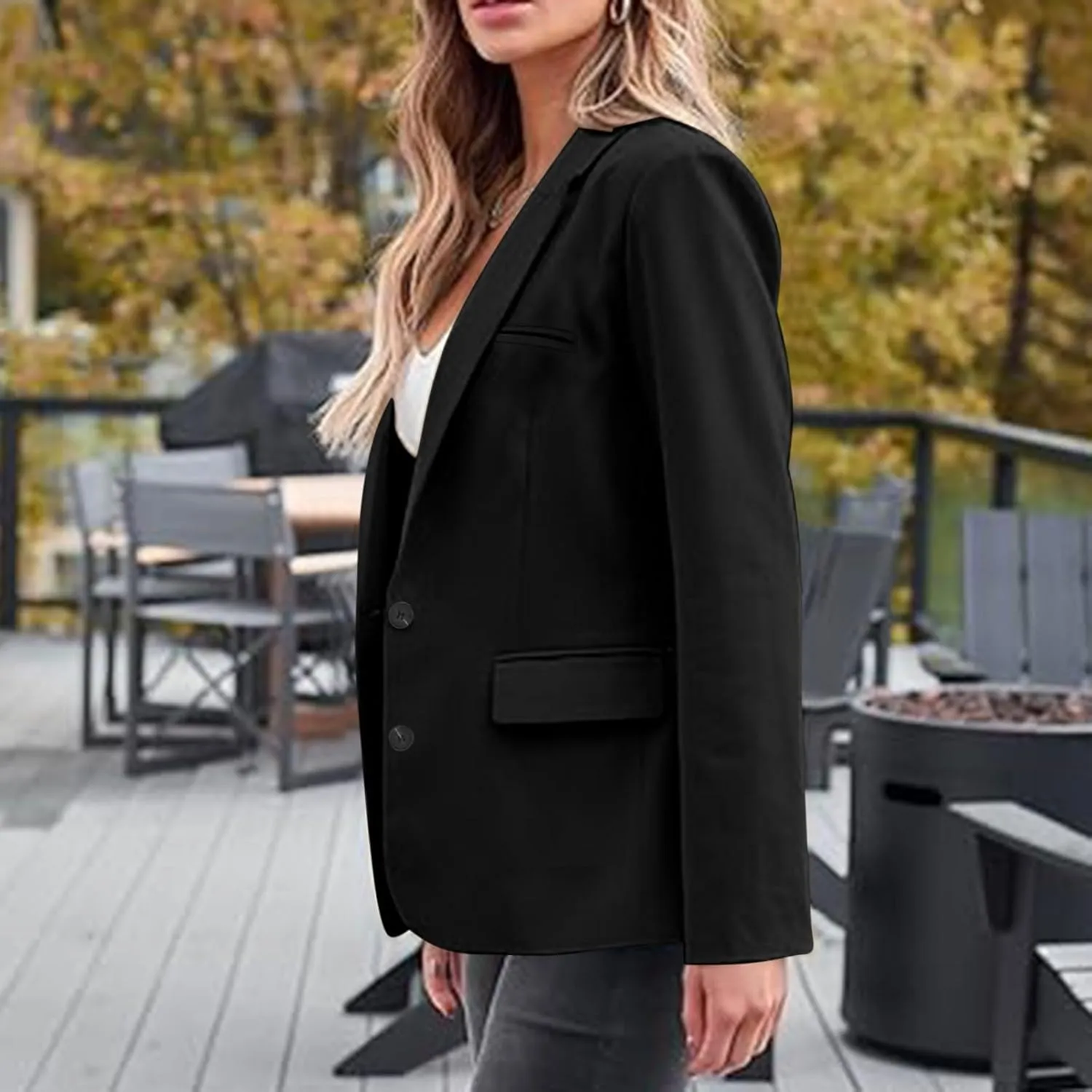 Womens Casual Dressy Blazers Jacket,Fashion Fall Bussiness Suit Clothe,Long Sleeve Solid Color Suit Without Pockets