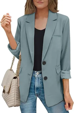 Womens Casual Dressy Blazers Jacket,Fashion Fall Bussiness Suit Clothe,Long Sleeve Solid Color Suit Without Pockets