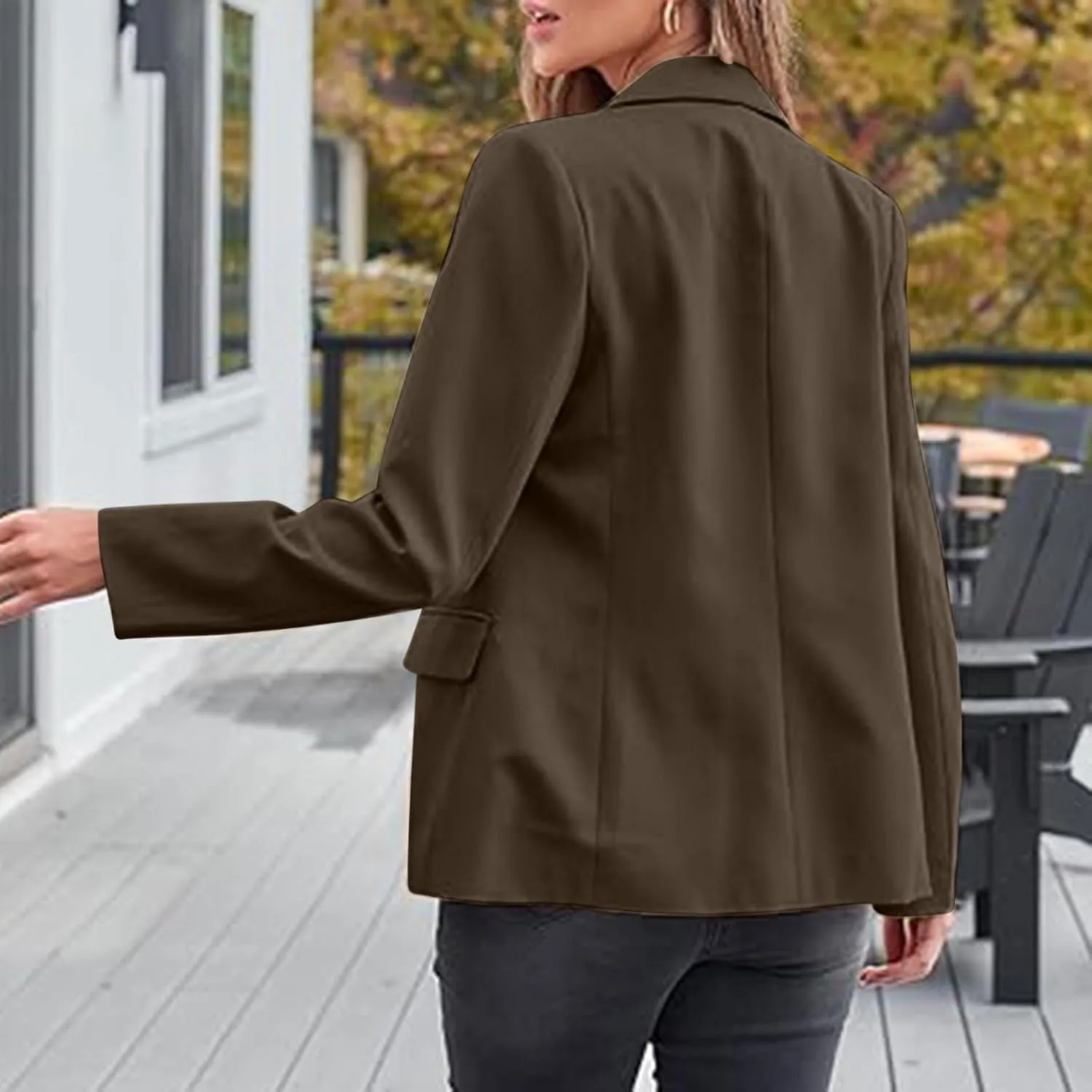 Womens Casual Dressy Blazers Jacket,Fashion Fall Bussiness Suit Clothe,Long Sleeve Solid Color Suit Without Pockets