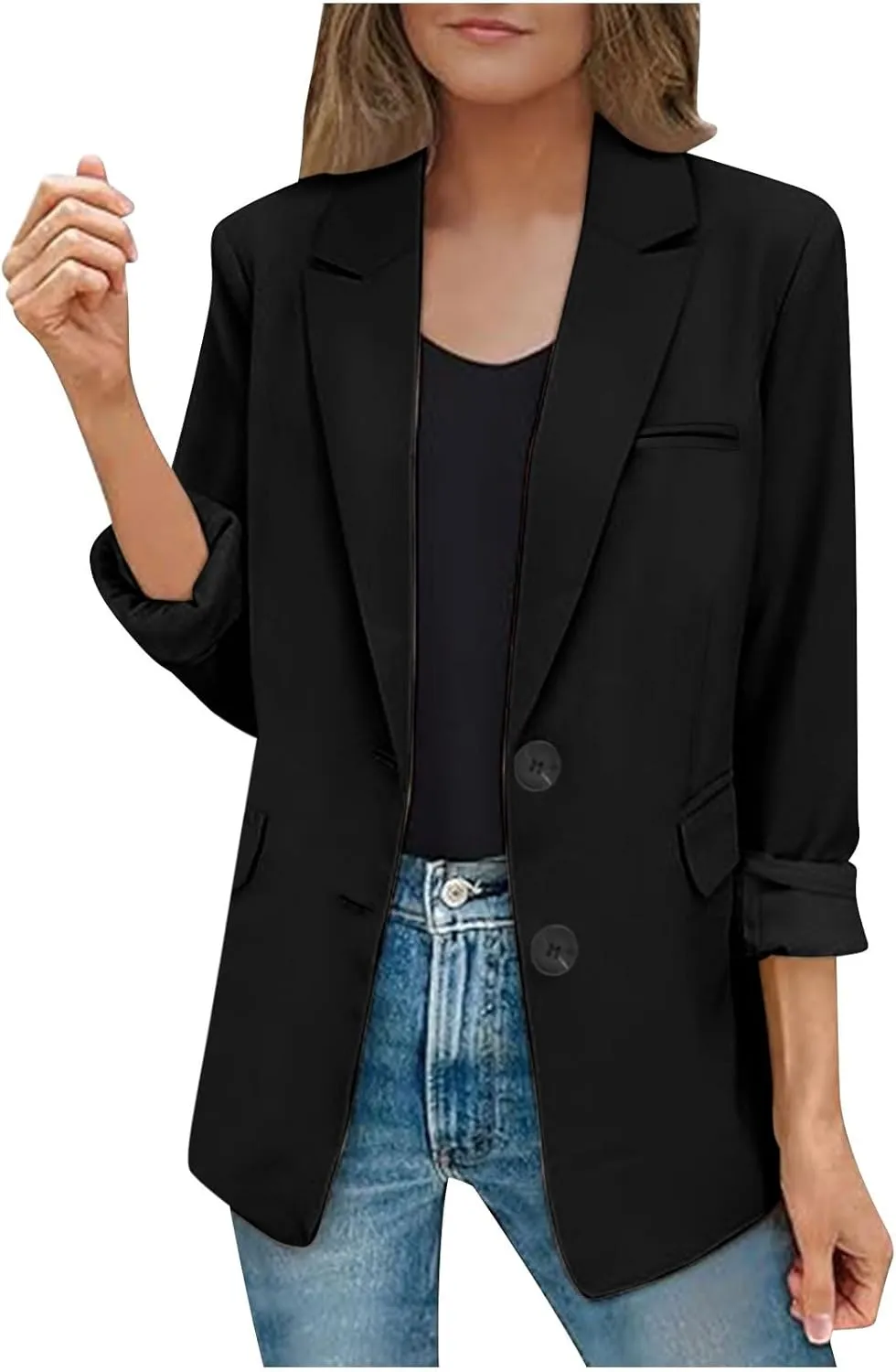 Womens Casual Dressy Blazers Jacket,Fashion Fall Bussiness Suit Clothe,Long Sleeve Solid Color Suit Without Pockets