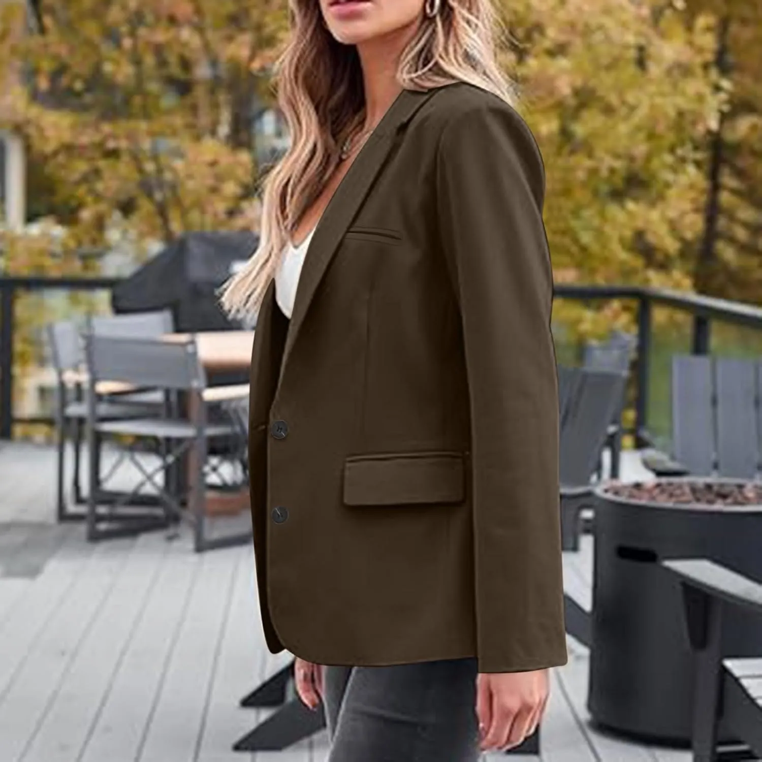 Womens Casual Dressy Blazers Jacket,Fashion Fall Bussiness Suit Clothe,Long Sleeve Solid Color Suit Without Pockets