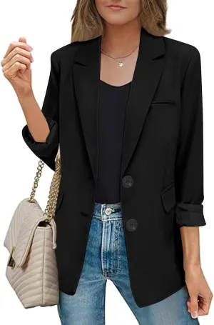 Womens Casual Dressy Blazers Jacket,Fashion Fall Bussiness Suit Clothe,Long Sleeve Solid Color Suit Without Pockets