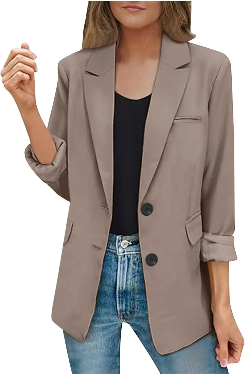 Womens Casual Dressy Blazers Jacket,Fashion Fall Bussiness Suit Clothe,Long Sleeve Solid Color Suit Without Pockets