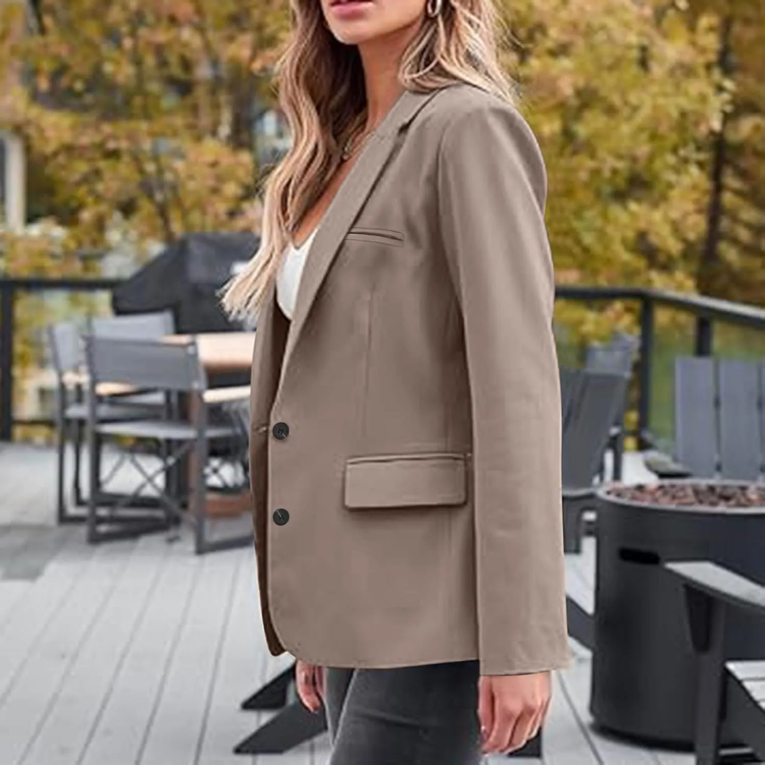 Womens Casual Dressy Blazers Jacket,Fashion Fall Bussiness Suit Clothe,Long Sleeve Solid Color Suit Without Pockets