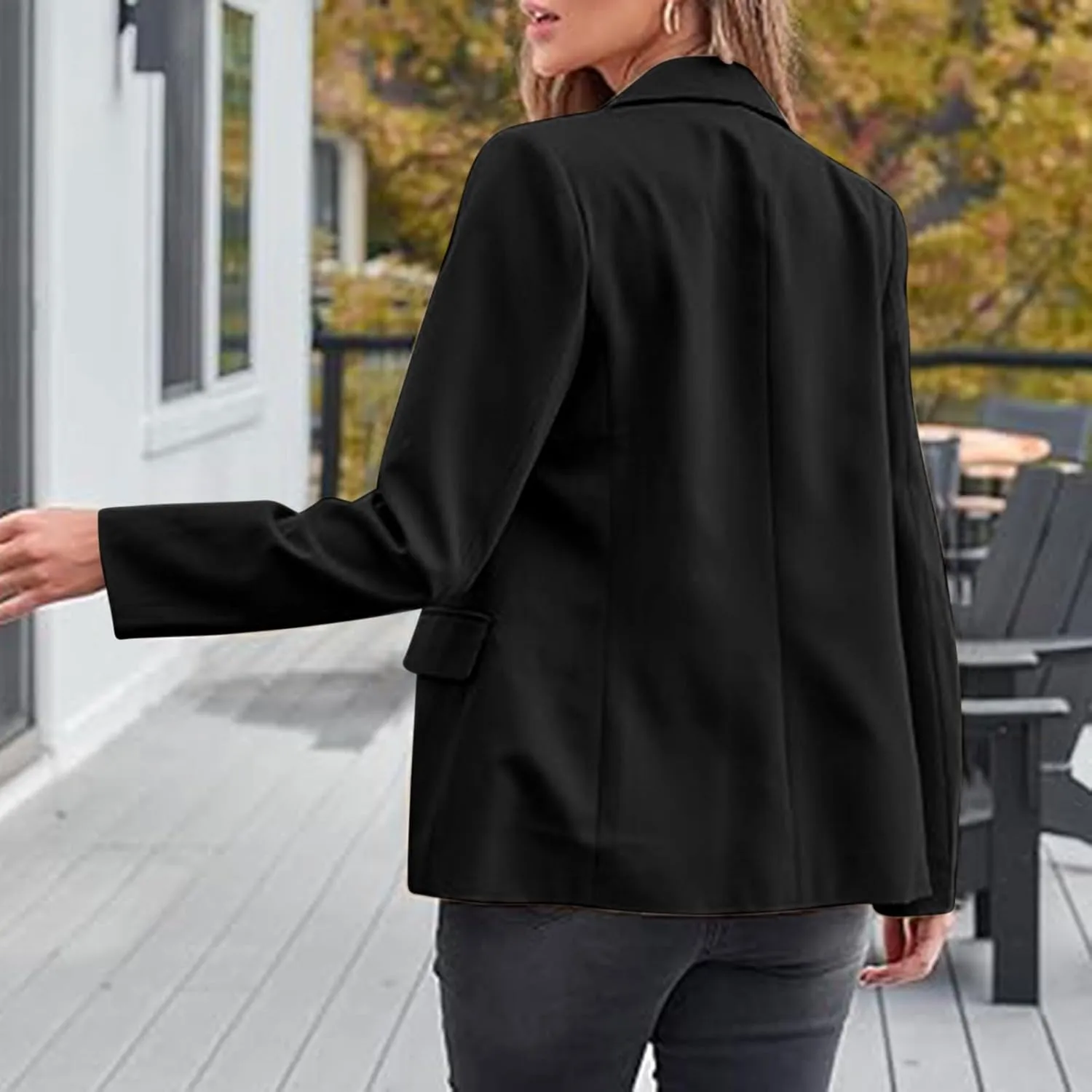 Womens Casual Dressy Blazers Jacket,Fashion Fall Bussiness Suit Clothe,Long Sleeve Solid Color Suit Without Pockets