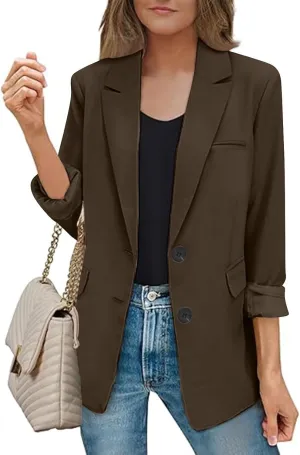 Womens Casual Dressy Blazers Jacket,Fashion Fall Bussiness Suit Clothe,Long Sleeve Solid Color Suit Without Pockets