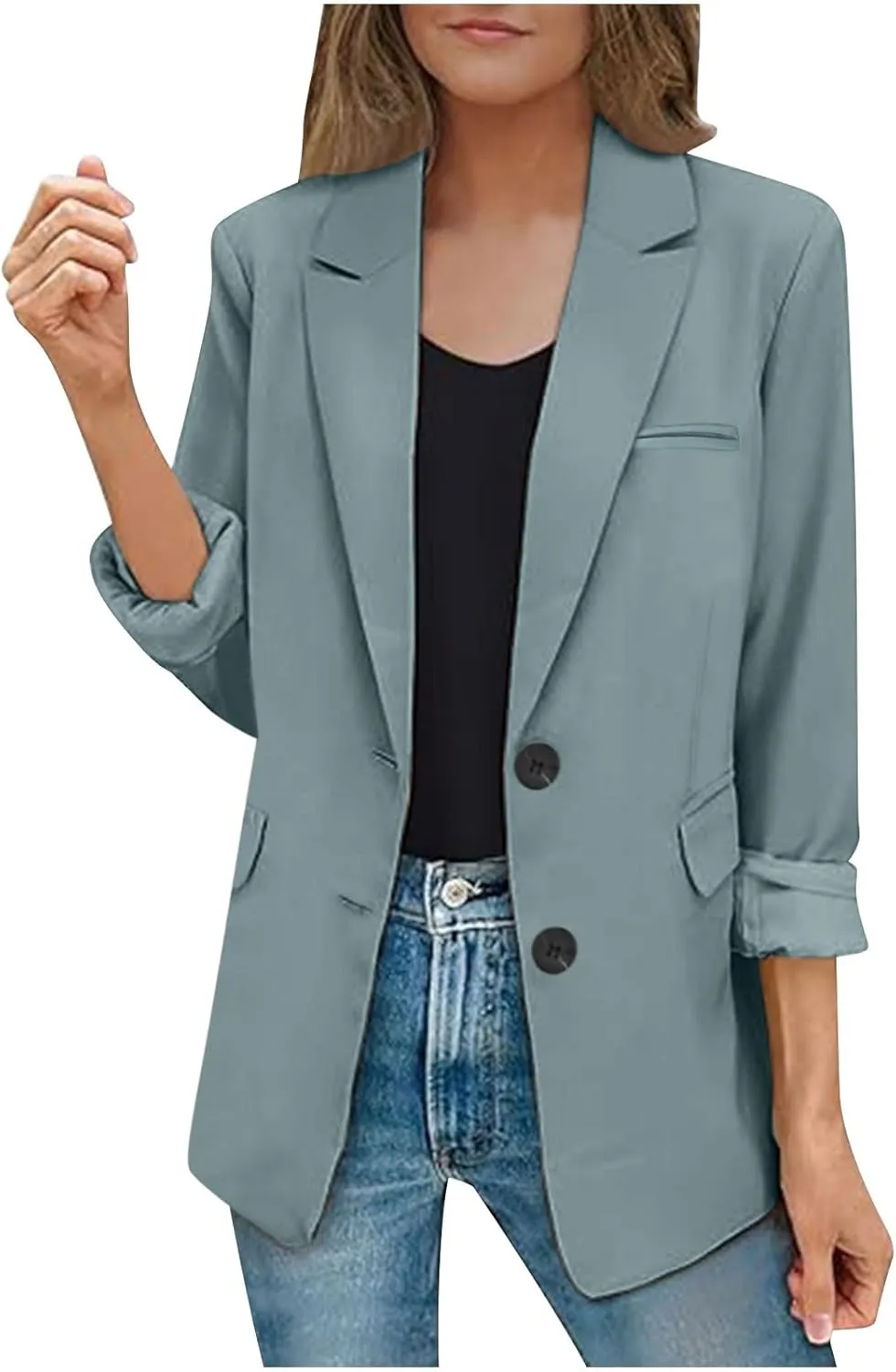 Womens Casual Dressy Blazers Jacket,Fashion Fall Bussiness Suit Clothe,Long Sleeve Solid Color Suit Without Pockets