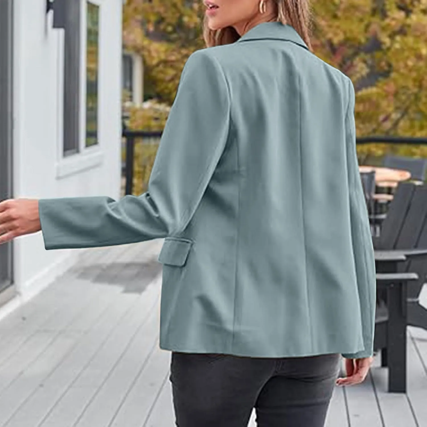 Womens Casual Dressy Blazers Jacket,Fashion Fall Bussiness Suit Clothe,Long Sleeve Solid Color Suit Without Pockets